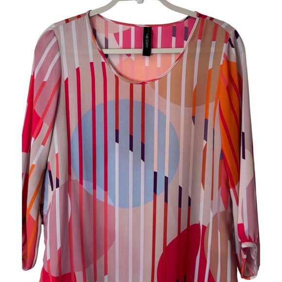 Marc Cain graphic pattern quarter sleeve blouse multicolor women's size N3 - Picture 3 of 7